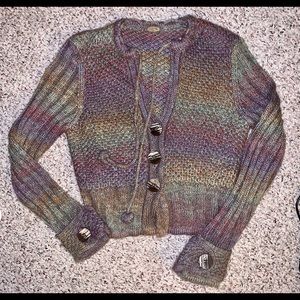 ANTHRO One Girl Who chunky knit cropped Multicolor Sweater. Xs/small